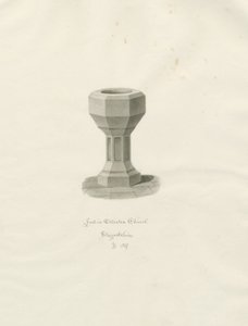 Font i Ellastone Church: sepia-tegning av John Buckler