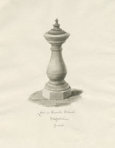 Font i Enville kirke: sepia-tegning av John Buckler