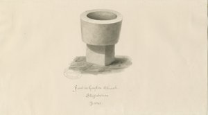 Font i Gayton Church: sepia-tegning av John Buckler
