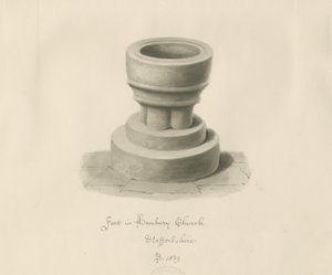 Font i Hanbury Church: sepia-tegning av John Buckler