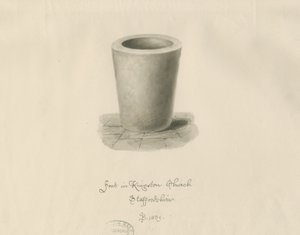Font i Kingstone Church: sepia-tegning, 1839 av John Buckler