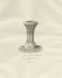 Font i Kinver kirke: sepia-tegning av John Buckler