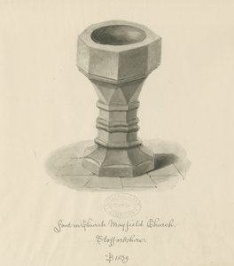 Font i Mayfield Church: sepia-tegning av John Buckler