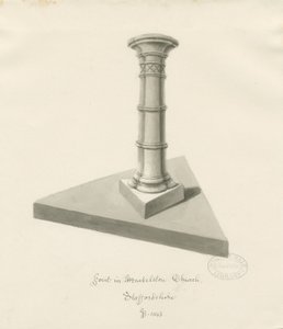 Font i Mucklestone Church: sepia vasketegning, 1843 av John Buckler