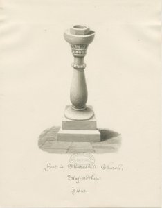 Font i Shareshill Church: sepia-tegning av John Buckler