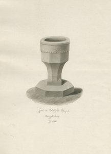 Font i Statfold kapell: sepia-tegning, 1848 av John Buckler