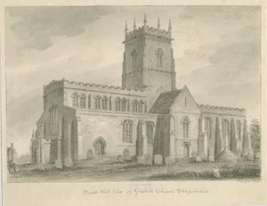 Gnosall kirke: vasketegning av John Buckler