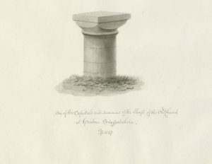 Grindon Church: sepia-tegning av John Buckler