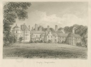 Hagley Hall: sepia-tegning, 1814 av John Buckler