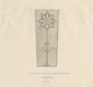Hanbury Church - Gravstein: sepia-tegning av John Buckler