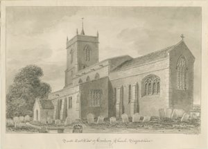Hanbury Church: sepia vask tegning av John Buckler