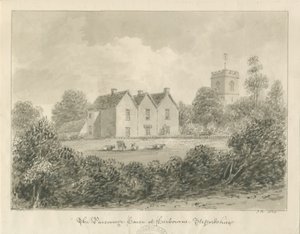 Harborne - Prestehus: sepia-tegning, 1833 av John Buckler
