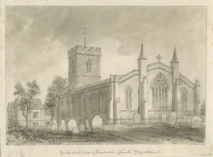 Harborne Church: sepia-tegning av John Buckler