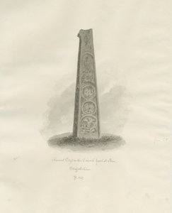 Ilam-kirken - Ancient Cross: sepia-tegning, 1847 av John Buckler