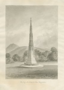 Ilam Village - Cross: sepia-tegning av John Buckler