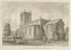 Ingestre kirke: sepia tegning av John Buckler