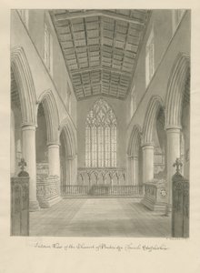 Interiør i Penkridge Church: sepia-tegning av John Buckler