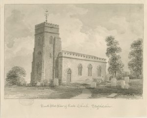 Keele kirke: sepia-tegning av John Buckler