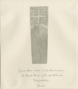 Leek Church - Gravstein: sepia tegning av John Buckler