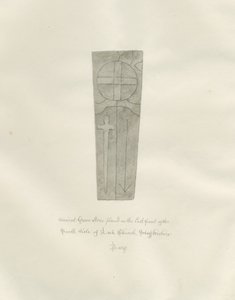 Leek Church - Gravstein: sepia tegning av John Buckler