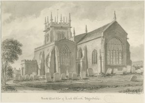 Leek Church: sepia-tegning, 1844 av John Buckler