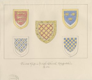 Leigh Church - Malt glass: farget tegning av John Buckler