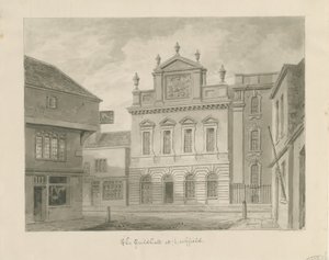 Lichfield - Guildhall: sepia-tegning av John Buckler