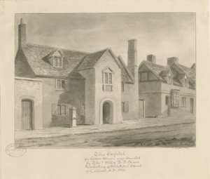 Lichfield - Hospital for Women: sepia-tegning av John Buckler