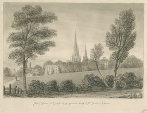 Lichfield - Stowe: sepia-tegning av John Buckler