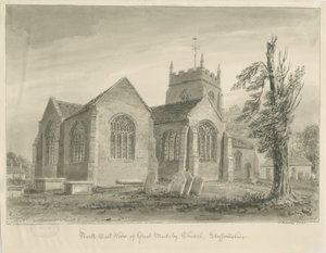 Madeley Church: sepia vask tegning av John Buckler