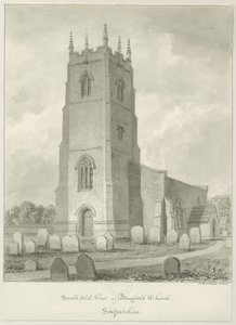 Mayfield Church: sepia-tegning av John Buckler
