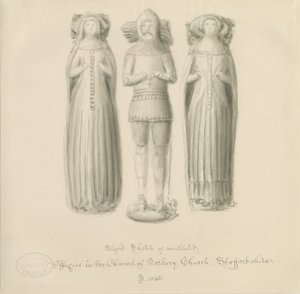 Norbury Church - Effigy [av Sir Edward Botiler]: sepia-tegning av John Buckler