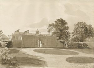 Patshull House: sepia vask tegning, nd [1820] av John Buckler