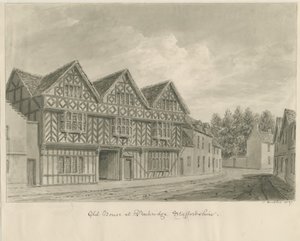Penkridge Town - Old House: sepia-tegning av John Buckler