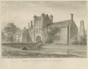 Pillaton Hall: sepia-tegning, 1841 av John Buckler