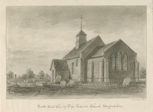 Pipe Ridware Church: sepia-tegning av John Buckler
