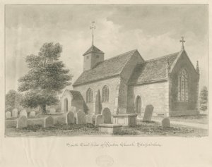 Ranton Church: sepia-tegning, 1842 av John Buckler
