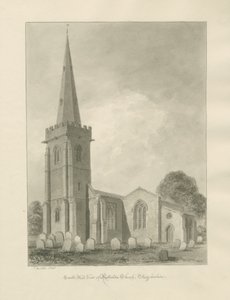 Rolleston Church: sepia tegning av John Buckler