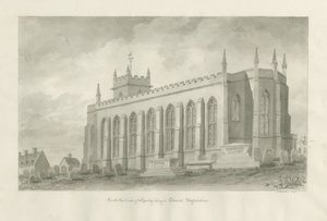 Rowley Regis Church: sepia-tegning, 1847 av John Buckler