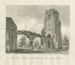 Rugeley Church (gammel): sepia-tegning av John Buckler