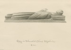 Shareshill Church - monumentalt bilde [Cassandra Swynnerton]: sepia-vask-tegning av John Buckler