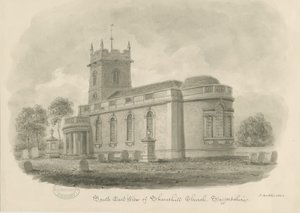 Shareshill Church: sepia-tegning, 1843 av John Buckler