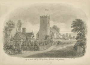 Sheriffhales kirke: sepia tegning