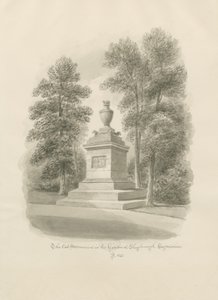Shugborough - Kattemonument: sepia-tegning av John Buckler