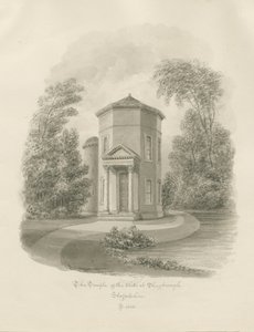 Shugborough - Vindenes tempel: sepia-tegning, 1843 av John Buckler