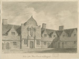 Stafford - Alms Houses: sepia-tegning, 1837 av John Buckler