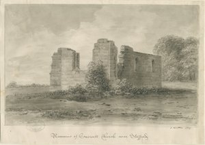 Stafford - Creswell Chapel: sepia-tegning, 1837 av John Buckler