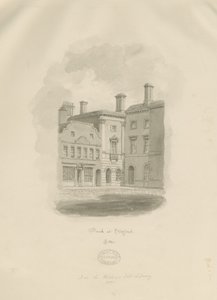 Stafford - Old Bank in Market Square: sepia-tegning av John Buckler