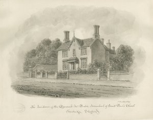 Stafford - residens til pastor Baber: sepia-tegning, 1844 av John Buckler
