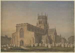 Stafford - St. Mary's Church: akvarelltegning, 1846 av John Buckler